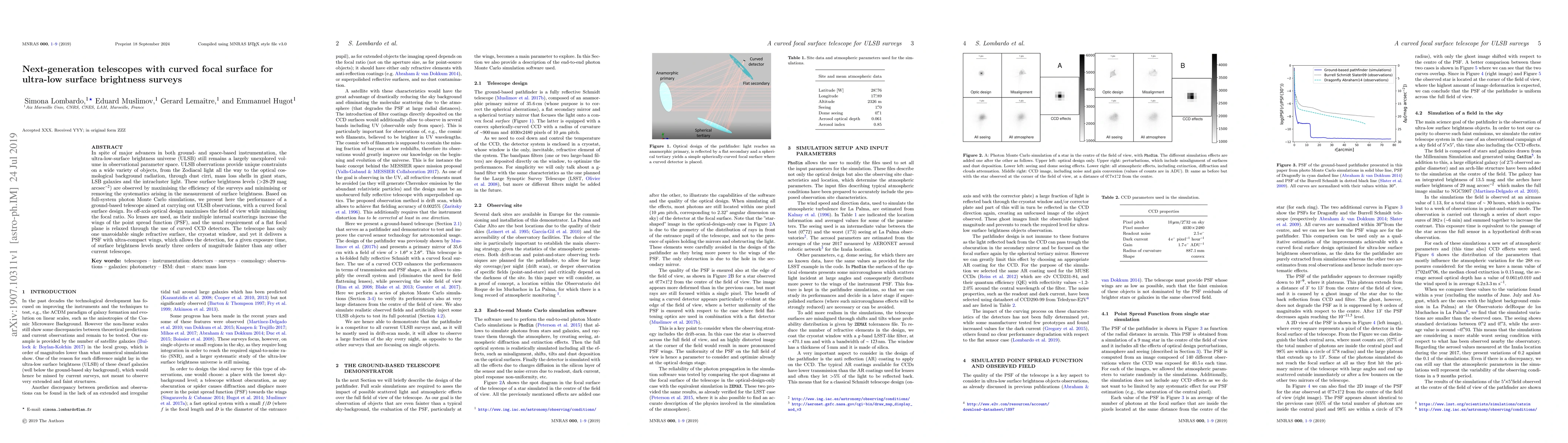 Thumbnail for Next-generation telescopes with curved focal surface for ultra-low
  surface brightness surveys