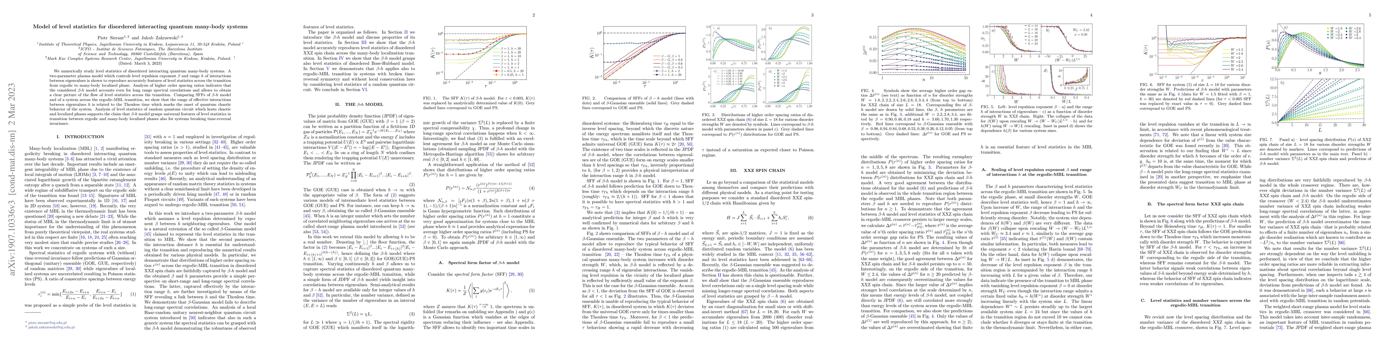 Thumbnail for Model of level statistics for disordered interacting quantum many-body
  systems