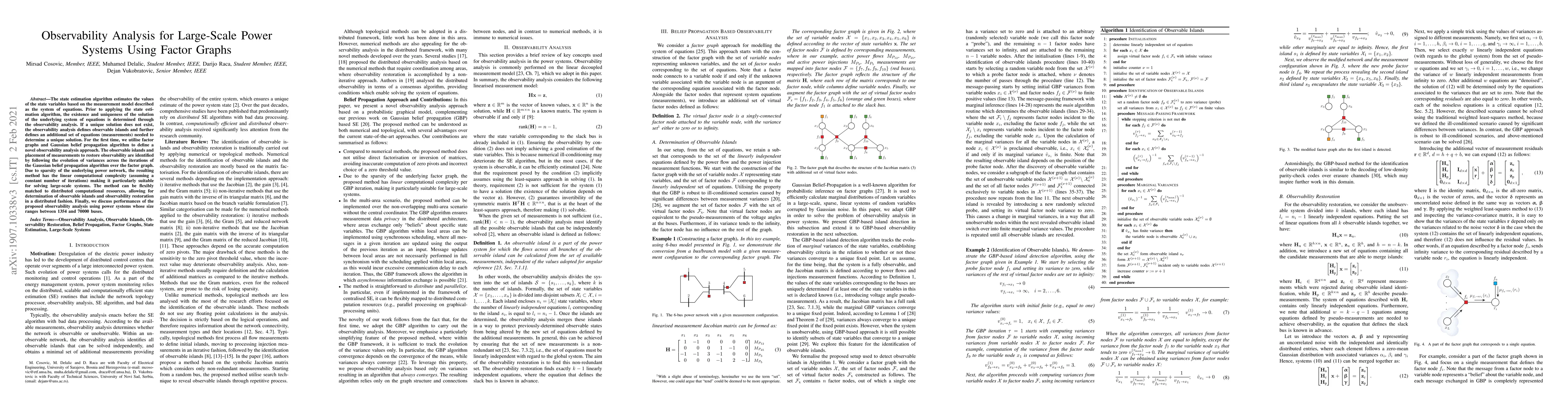 Thumbnail for Observability Analysis for Large-Scale Power Systems Using Factor Graphs