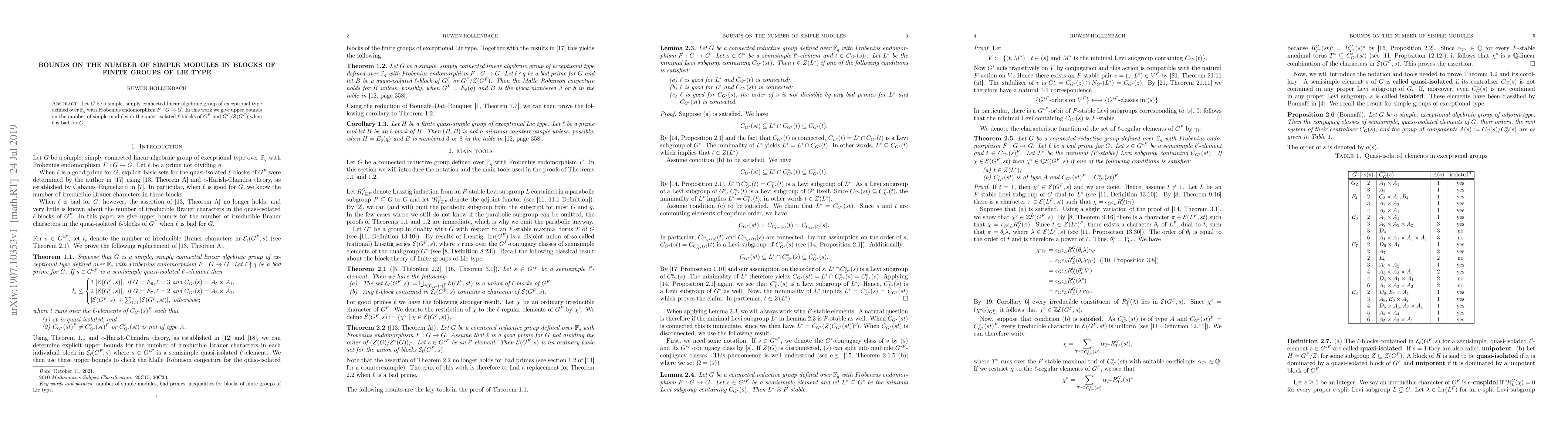 Thumbnail for Bounds on the number of simple modules in blocks of finite groups of Lie
  type