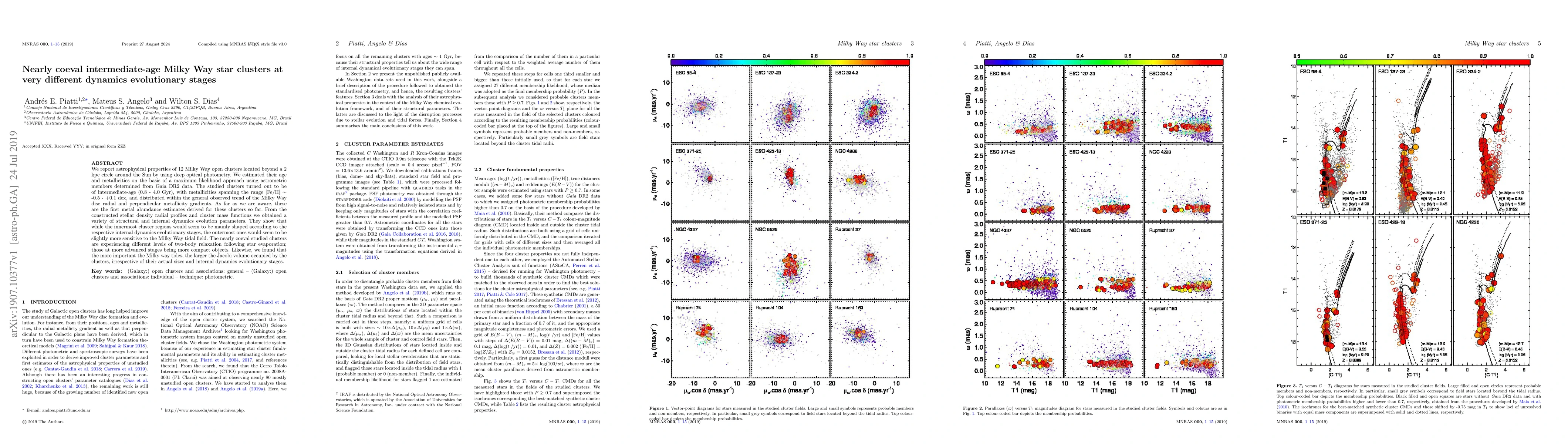 Thumbnail for Nearly coeval intermediate-age Milky Way star clusters at very different
  dynamics evolutionary stages