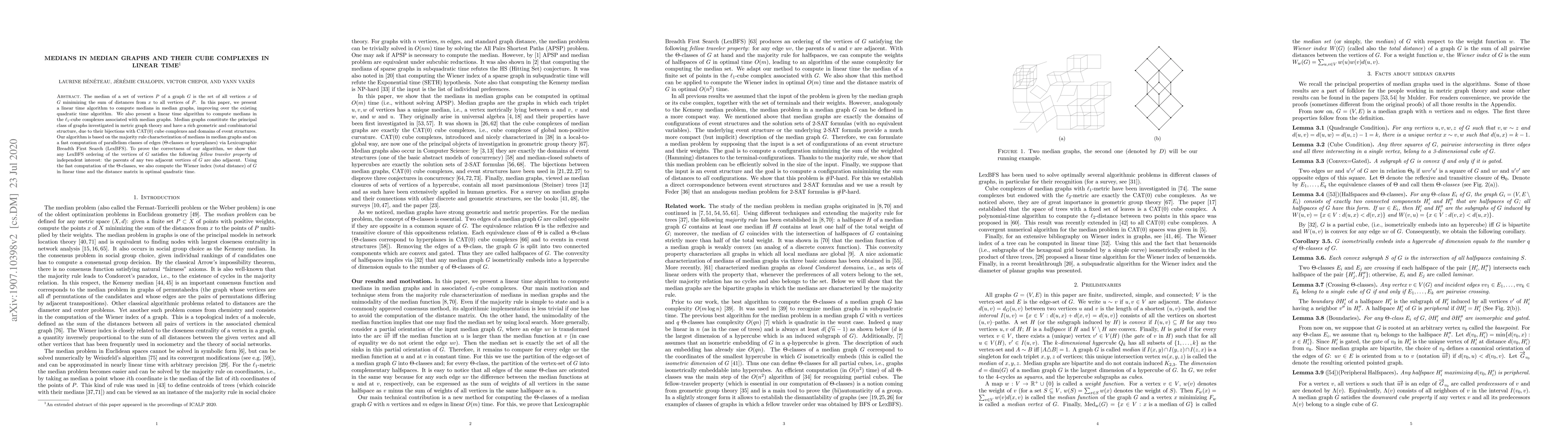 Thumbnail for Medians in median graphs and their cube complexes in linear time