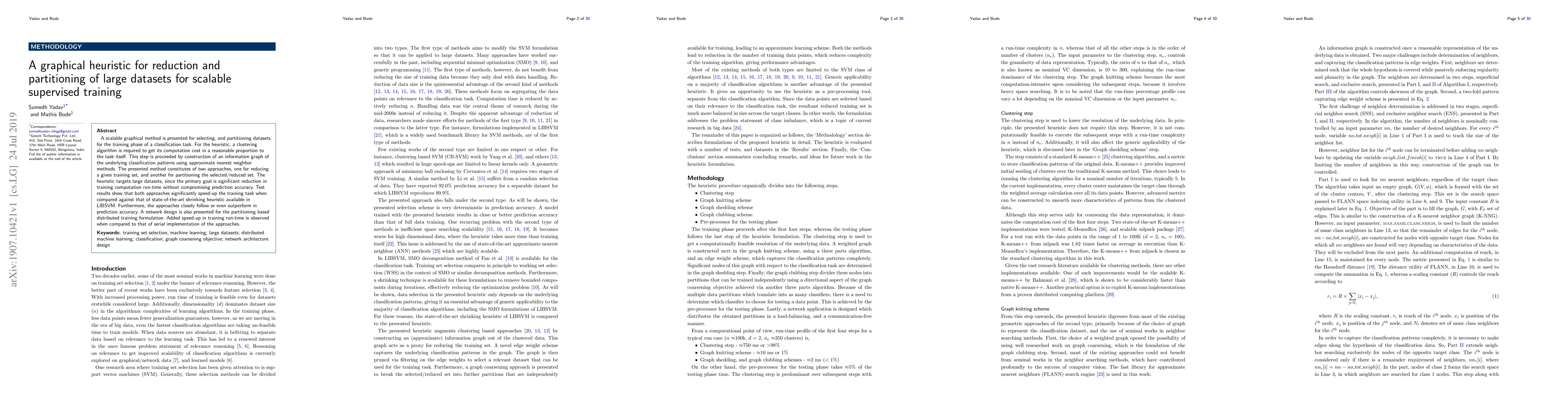 Thumbnail for A graphical heuristic for reduction and partitioning of large datasets
  for scalable supervised training