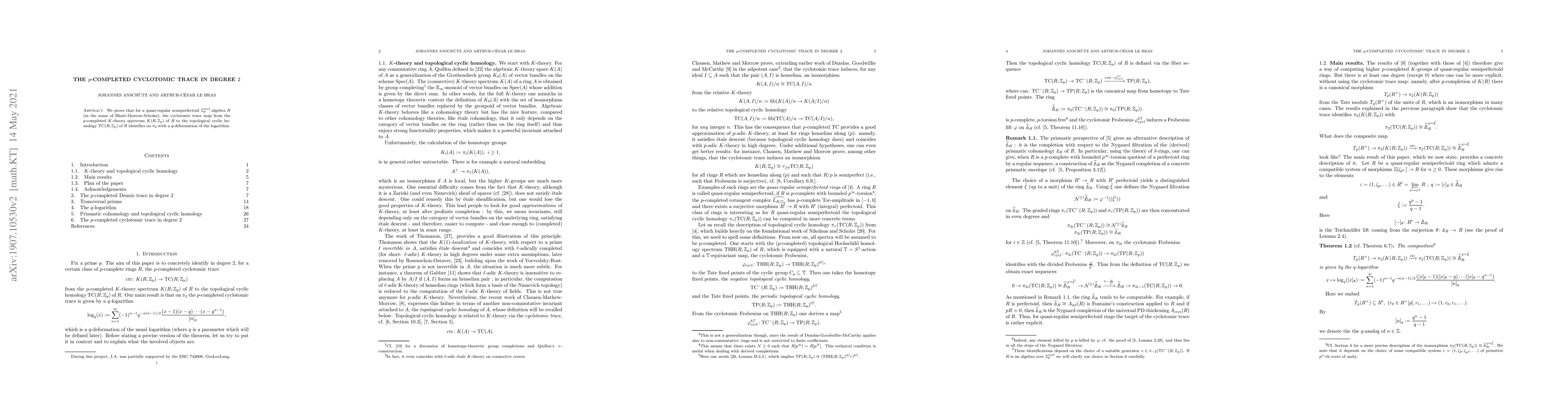 Thumbnail for The $p$-completed cyclotomic trace in degree $2$