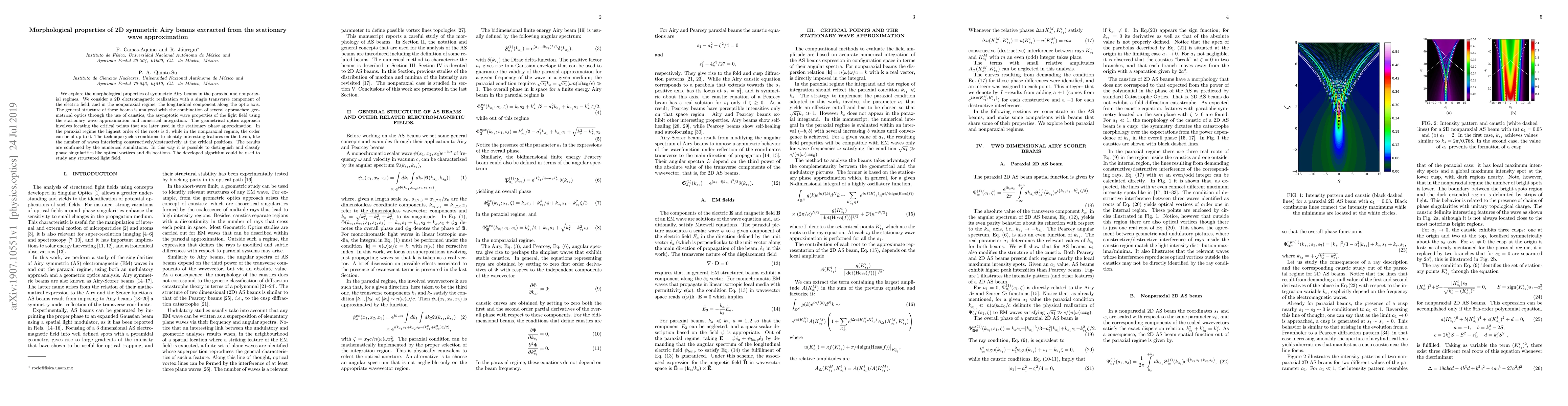 Thumbnail for Morphological properties of 2D symmetric Airy beams extracted from the
  stationary wave approximation