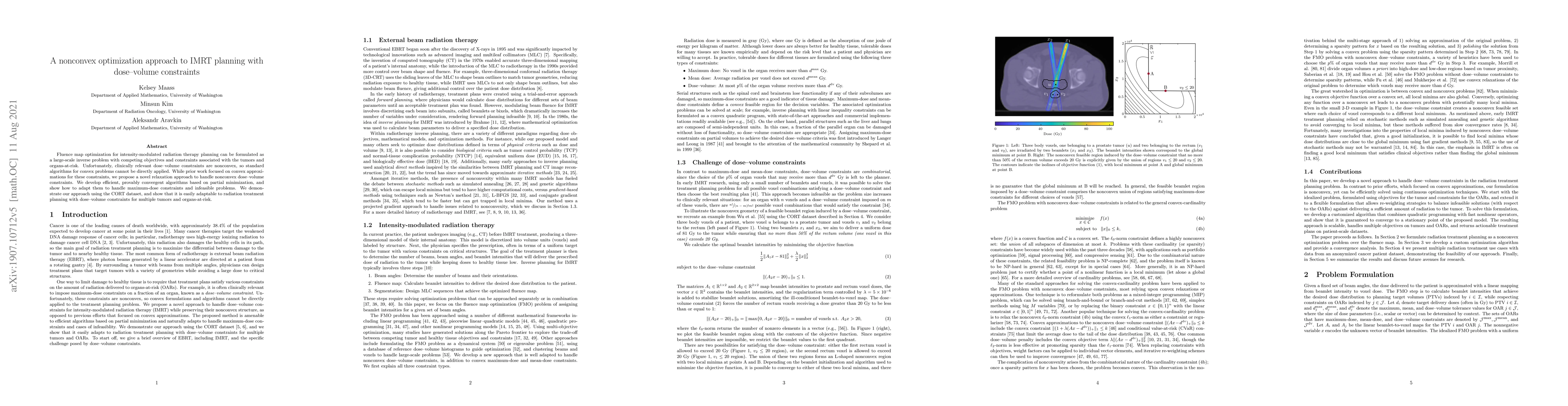 Thumbnail for A nonconvex optimization approach to IMRT planning with dose-volume
  constraints