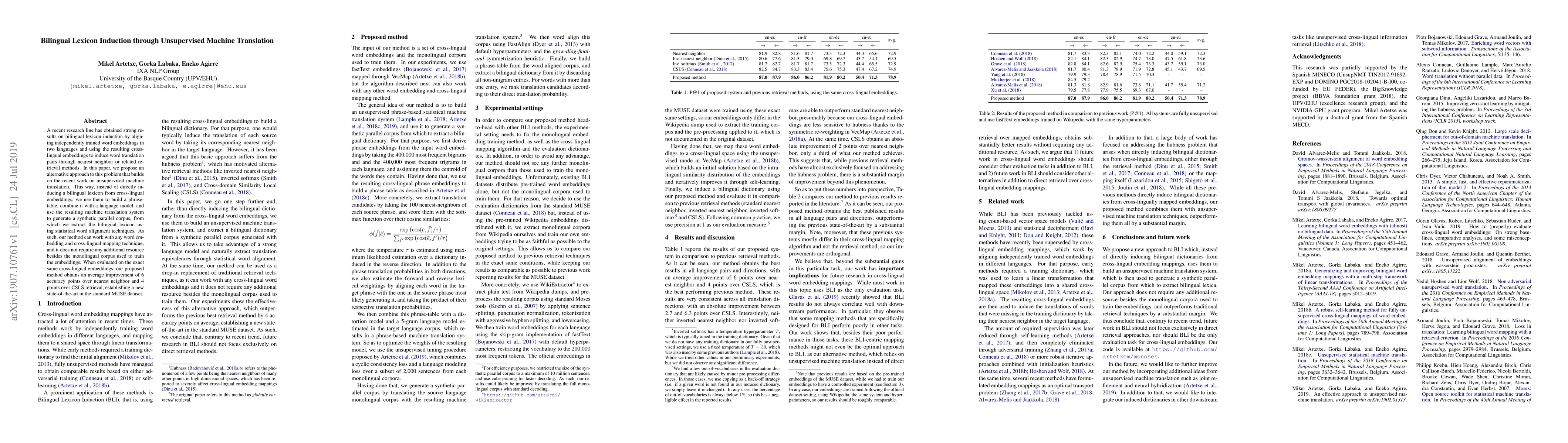 Thumbnail for Bilingual Lexicon Induction through Unsupervised Machine Translation