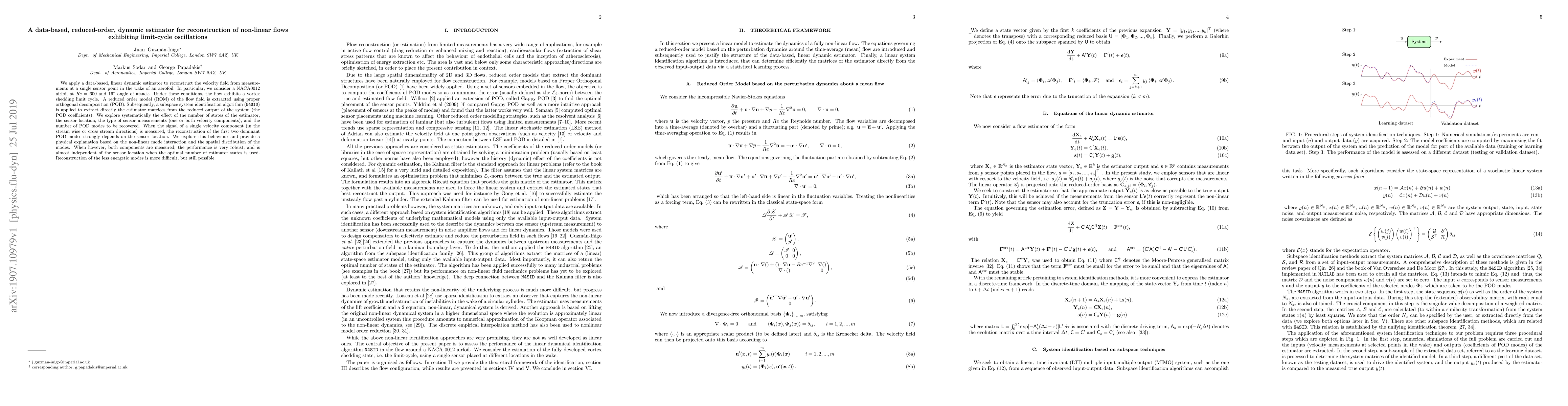 Thumbnail for A data-based, reduced-order, dynamic estimator for reconstruction of
  non-linear flows exhibiting limit-cycle oscillations