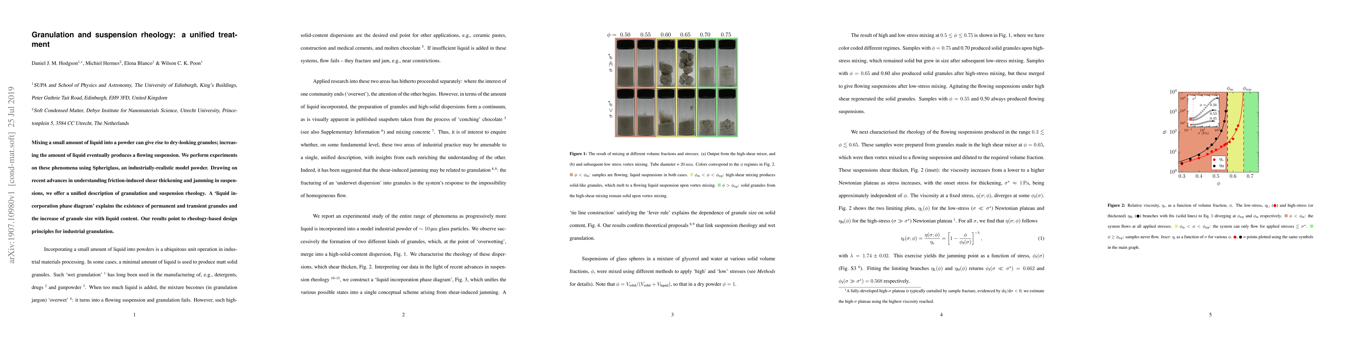 Thumbnail for Granulation and suspension rheology: a unified treatment
