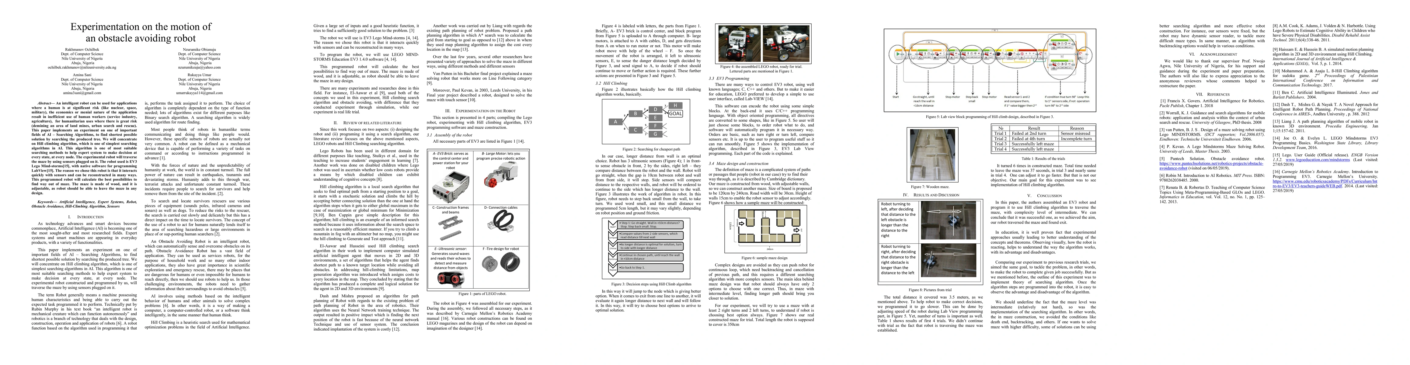 Thumbnail for Experimentation on the motion of an obstacle avoiding robot