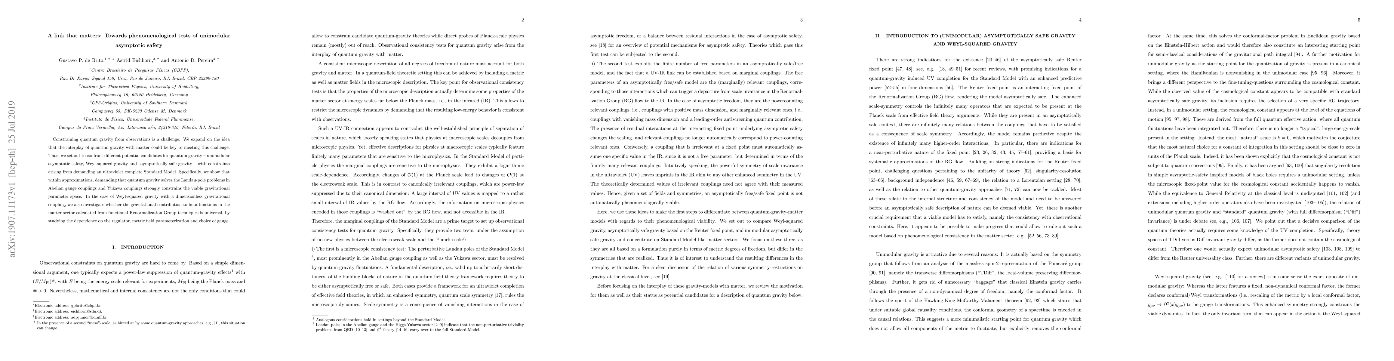 Thumbnail for A link that matters: Towards phenomenological tests of unimodular
  asymptotic safety