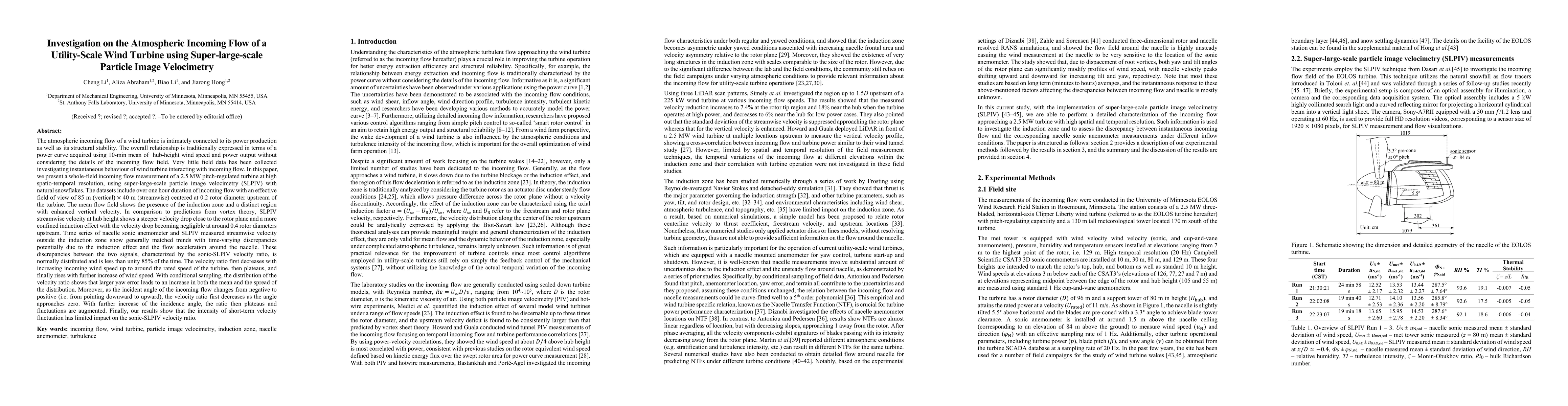 Thumbnail for Investigation on the Atmospheric Incoming Flow of a Utility-Scale Wind
  Turbine using Super-large-scale Particle Image Velocimetry