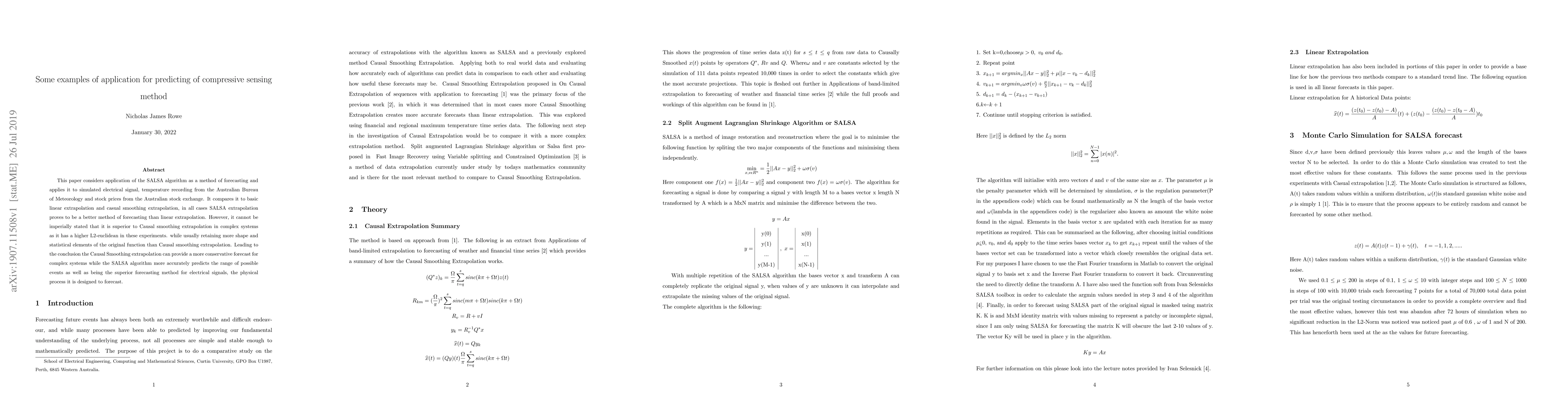 Thumbnail for Some examples of application for predicting of compressive sensing
  method