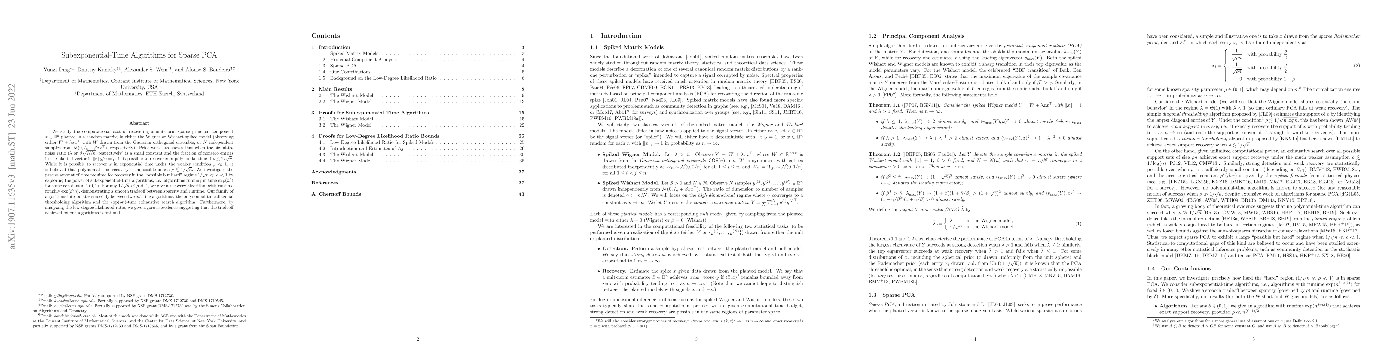 Thumbnail for Subexponential-Time Algorithms for Sparse PCA