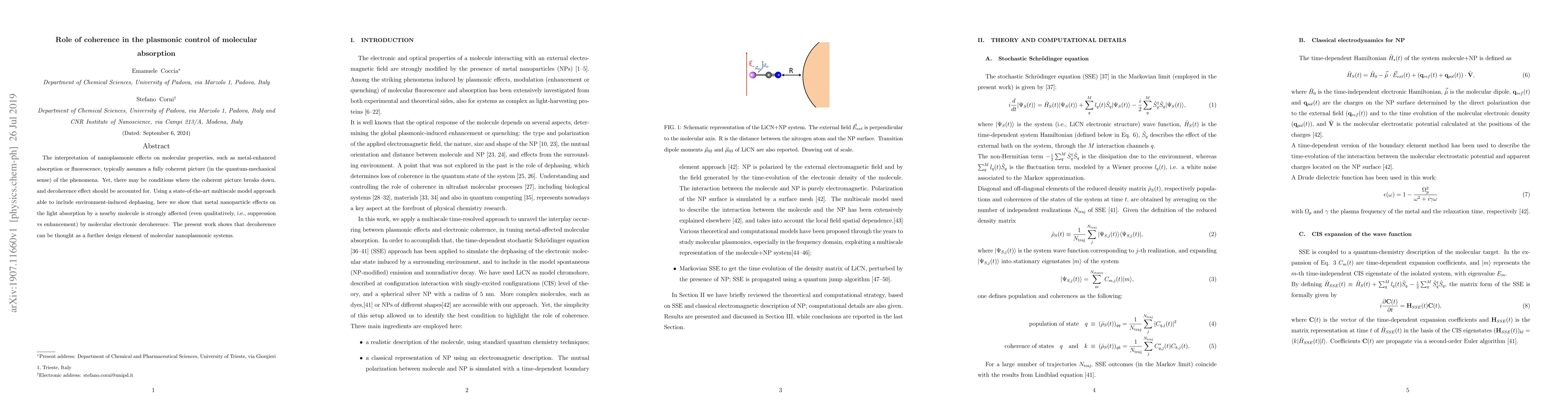 Thumbnail for Role of coherence in the plasmonic control of molecular absorption