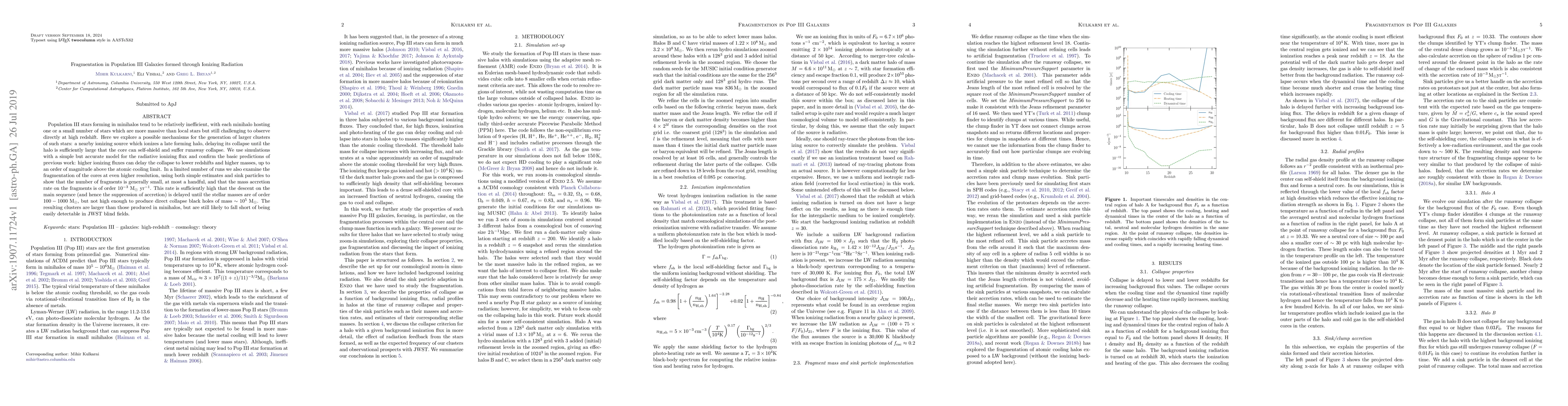 Thumbnail for Fragmentation in Population III Galaxies formed through Ionizing
  Radiation
