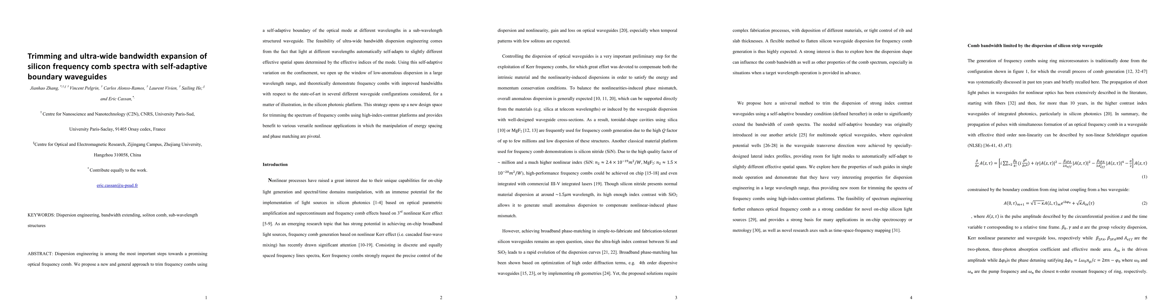 Thumbnail for Trimming and ultra-wide bandwidth expansion of silicon frequency comb
  spectra with self-adaptive boundary waveguides
