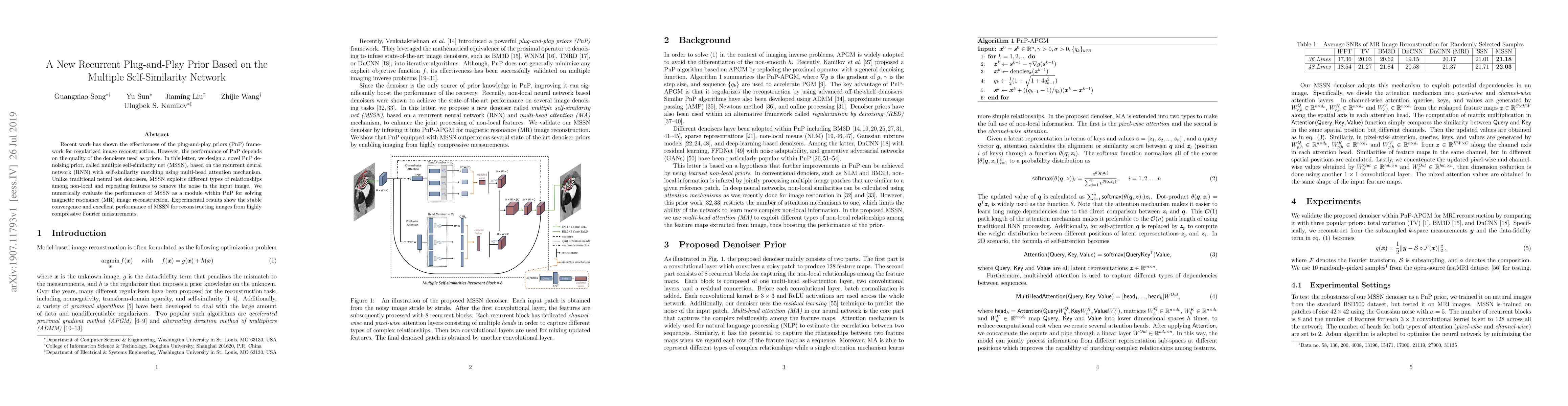 Thumbnail for A New Recurrent Plug-and-Play Prior Based on the Multiple
  Self-Similarity Network