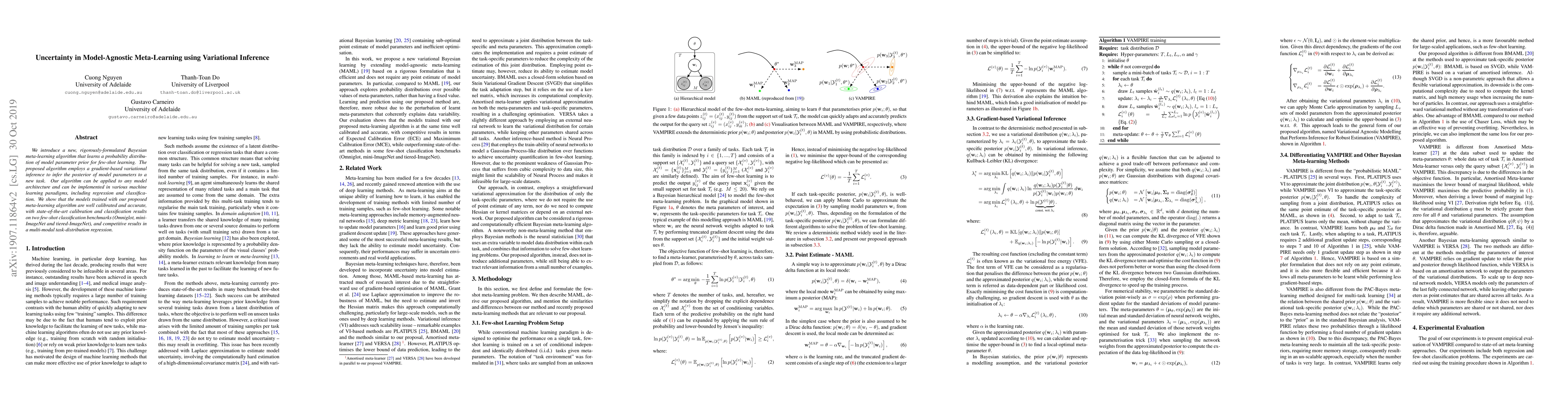 Thumbnail for Uncertainty in Model-Agnostic Meta-Learning using Variational Inference