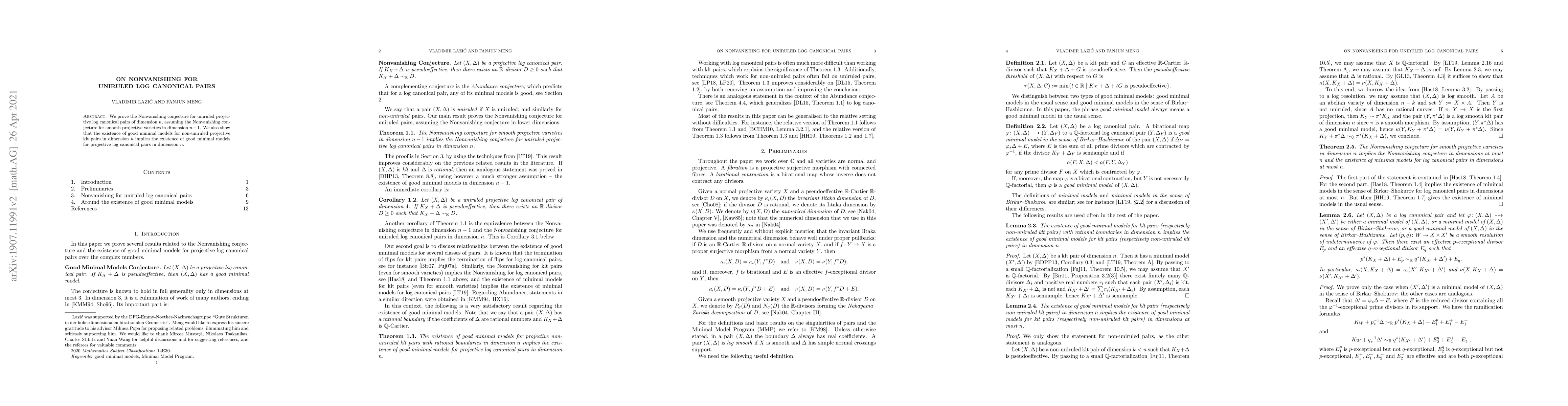 Thumbnail for On Nonvanishing for uniruled log canonical pairs
