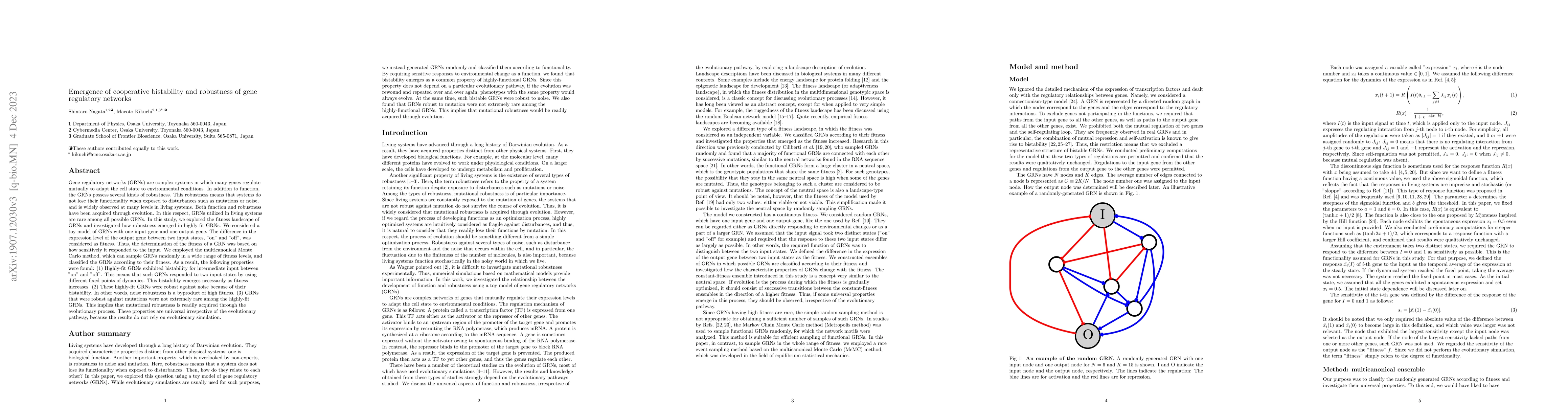 Thumbnail for Emergence of cooperative bistability and robustness of gene regulatory
  networks