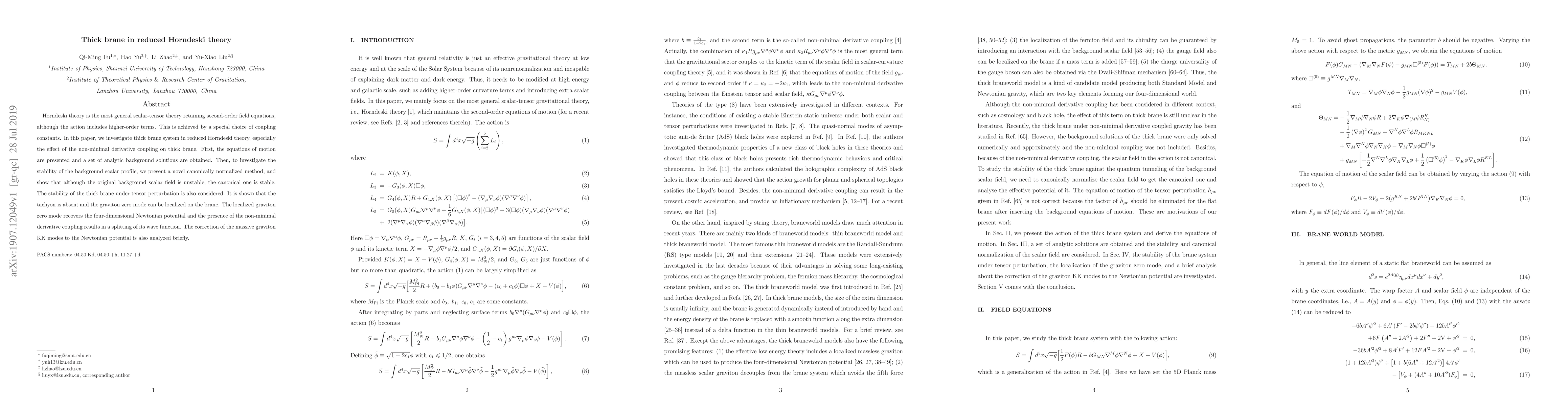 Thumbnail for Thick brane in reduced Horndeski theory
