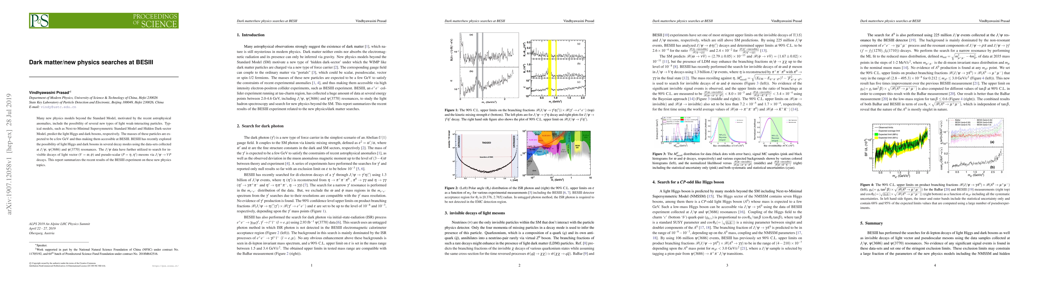 Thumbnail for Dark matter/new physics searches at BESIII