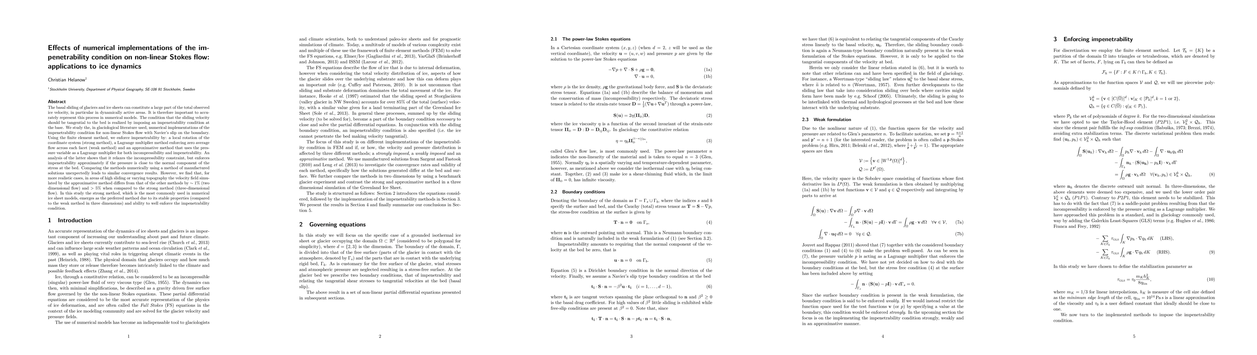 Thumbnail for Effects of numerical implementations of the impenetrability condition on
  non-linear Stokes flow: applications to ice dynamics