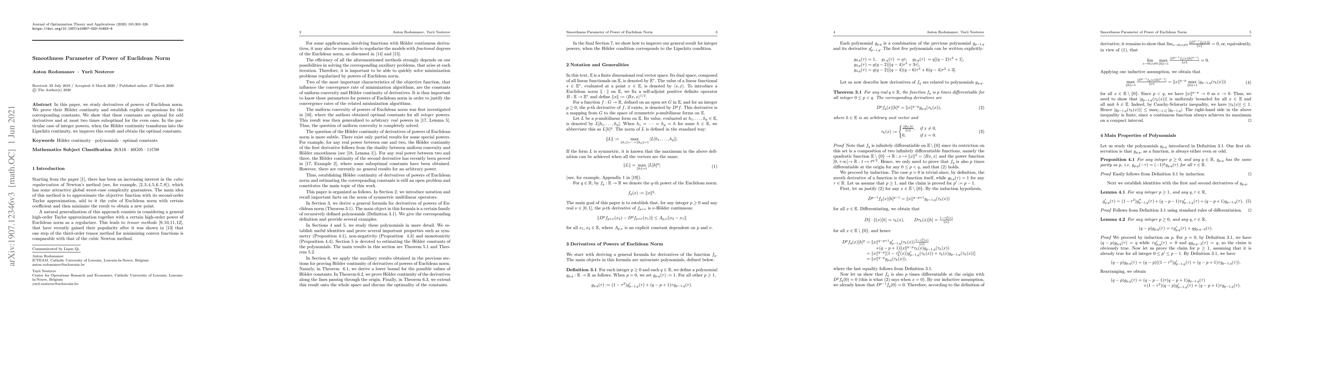 Thumbnail for Smoothness parameter of power of Euclidean norm