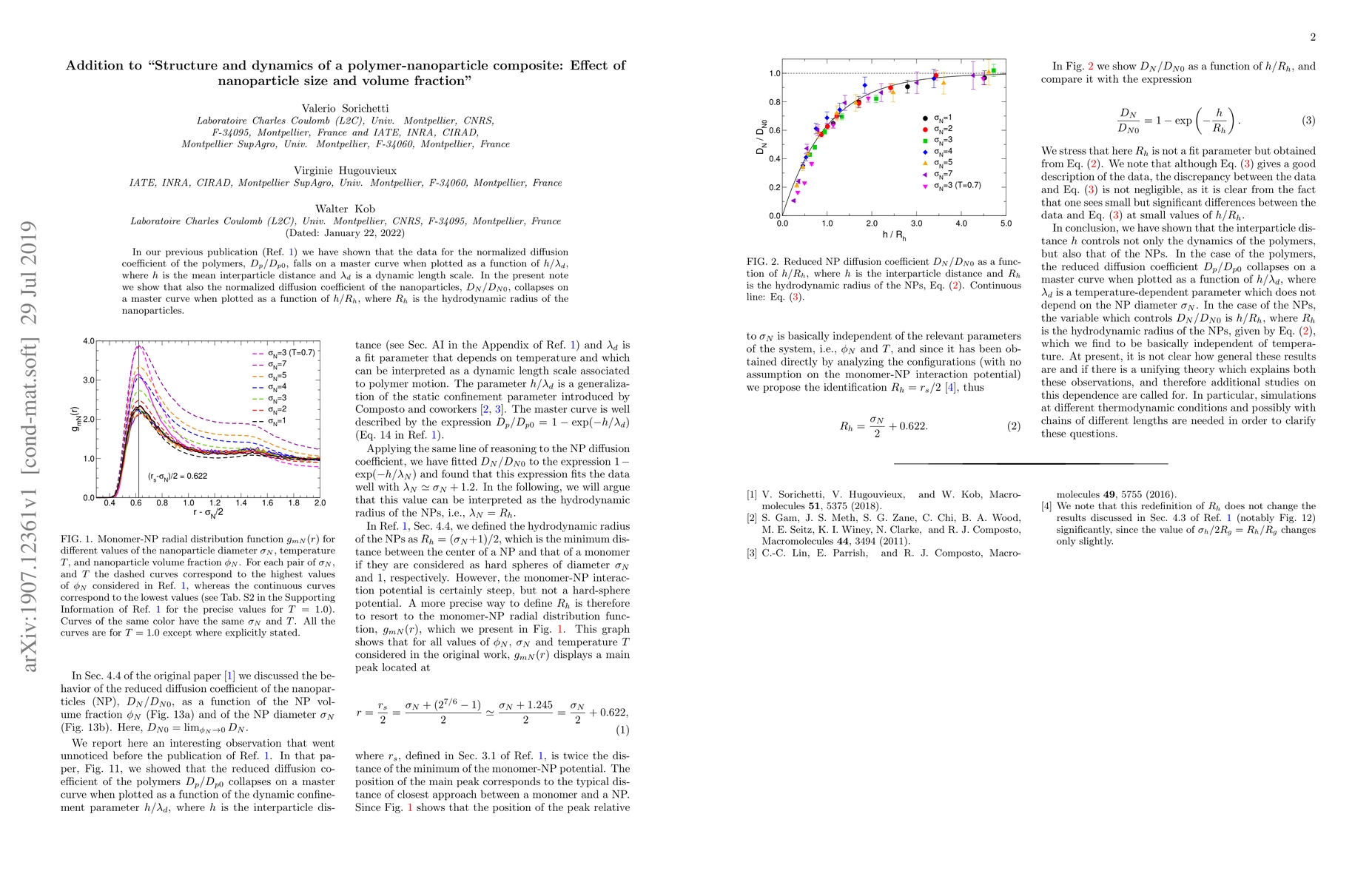 Thumbnail for Addition to Structure and dynamics of a polymer-nanoparticle composite:
  Effect of nanoparticle size and volume fraction
