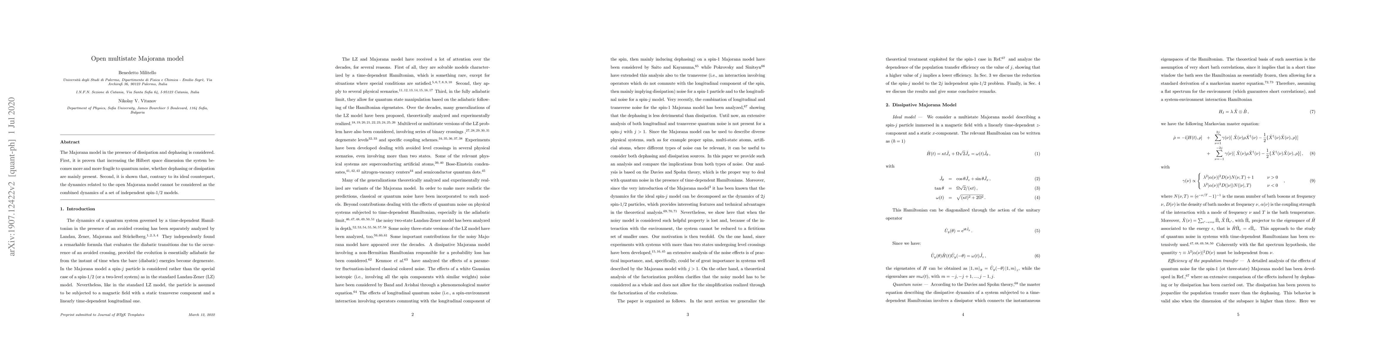 Thumbnail for Open multistate Majorana model