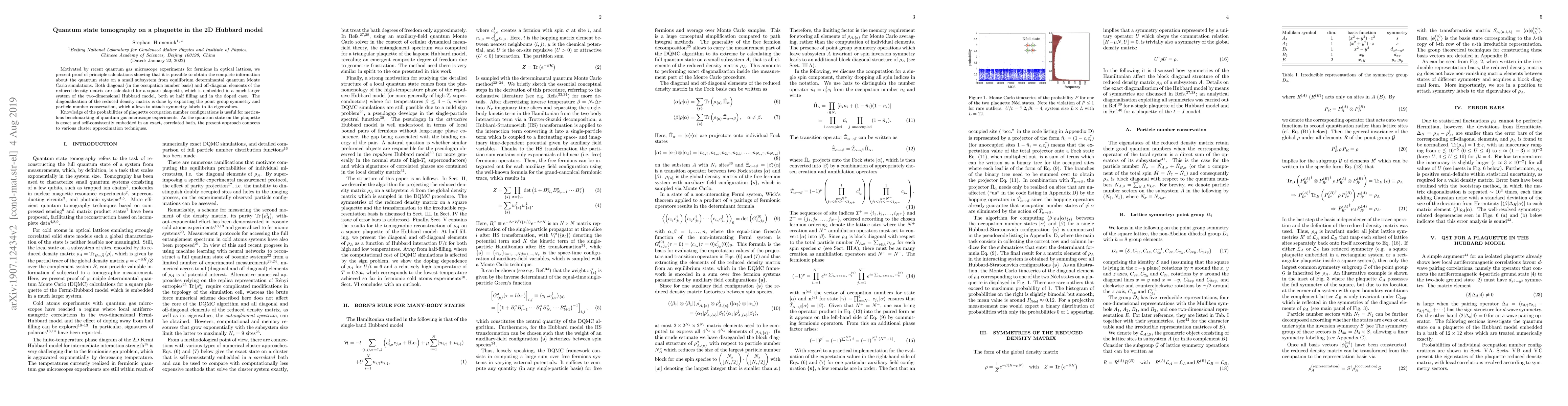Thumbnail for Quantum state tomography on a plaquette in the 2D Hubbard model