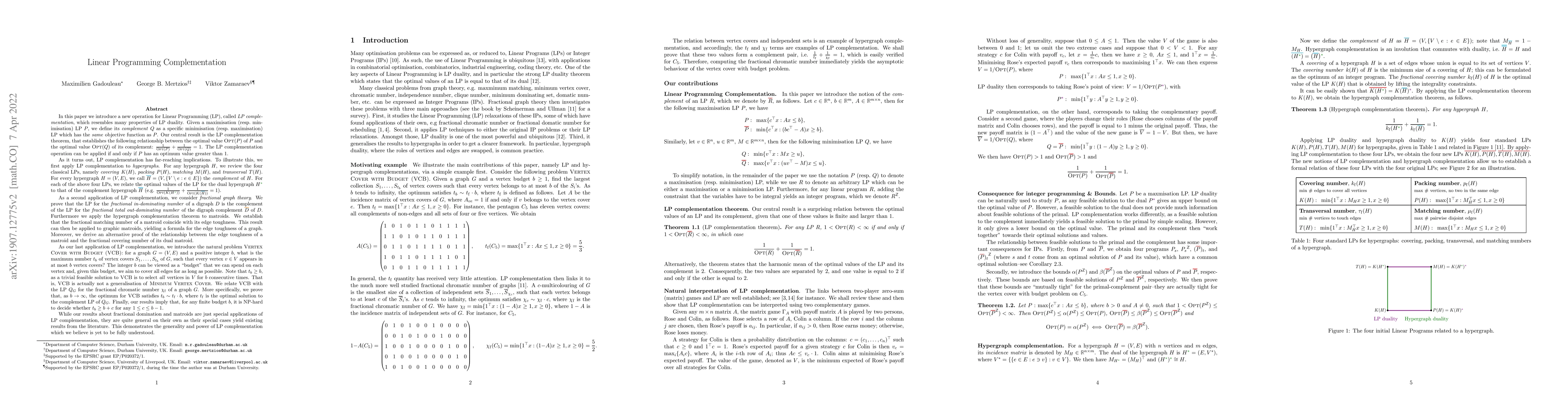 Thumbnail for Linear Programming Complementation
