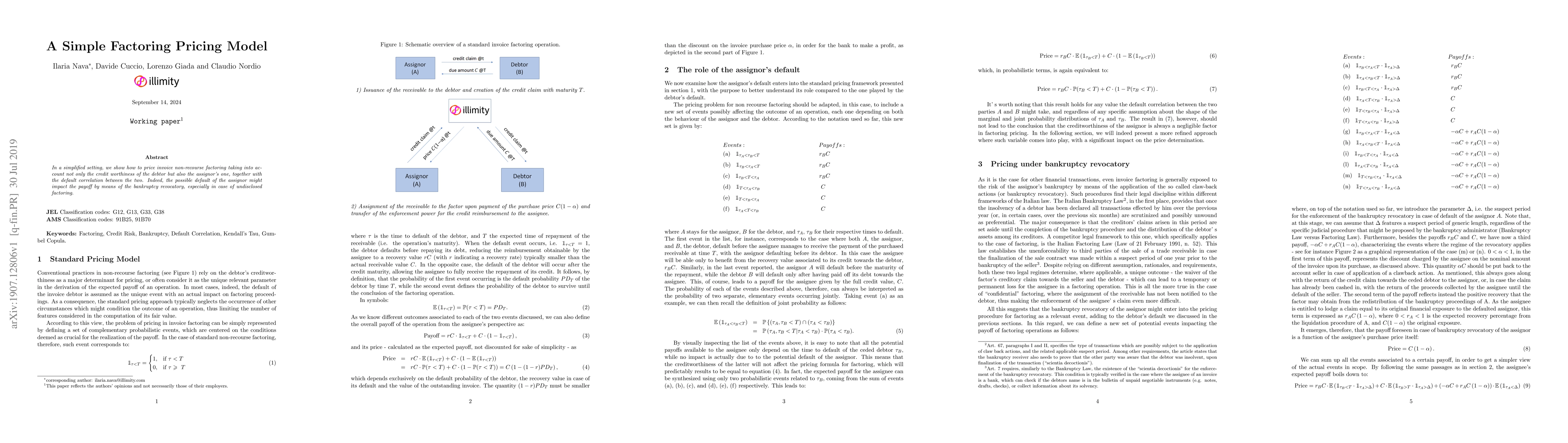 Thumbnail for A Simple Factoring Pricing Model