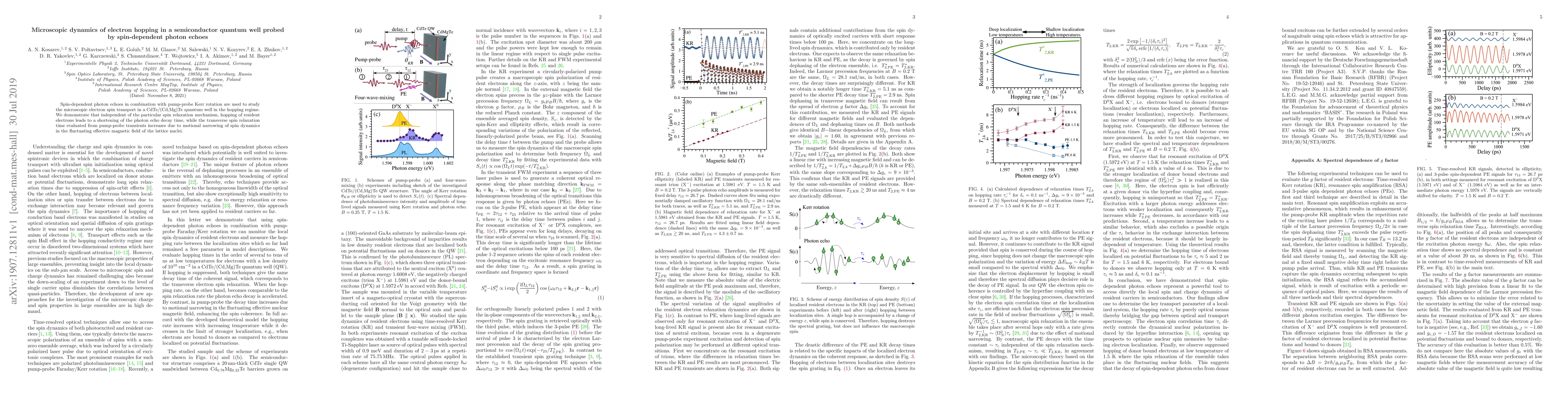Thumbnail for Microscopic dynamics of electron hopping in a semiconductor quantum well
  probed by spin-dependent photon echoes