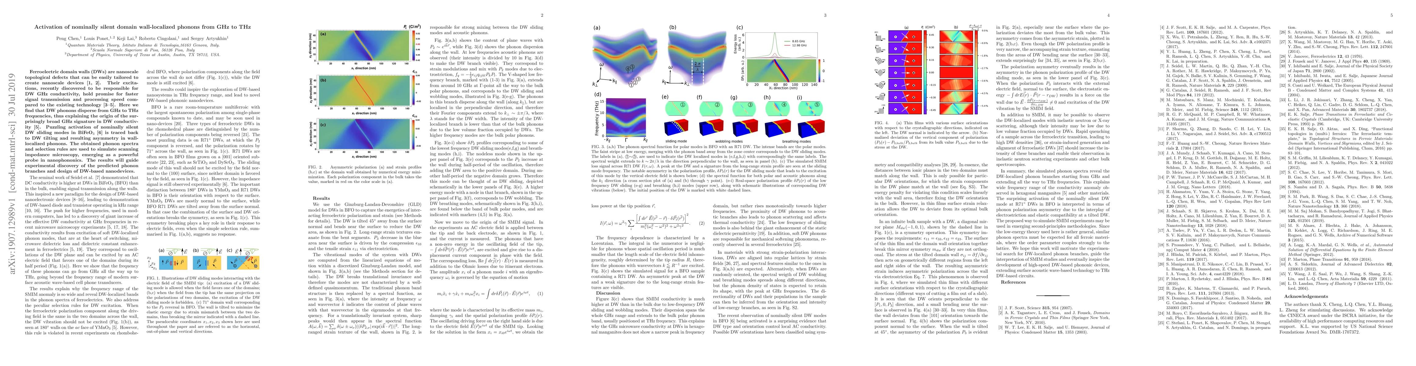 Thumbnail for Activation of nominally silent domain wall-localized phonons from GHz to
  THz frequencies