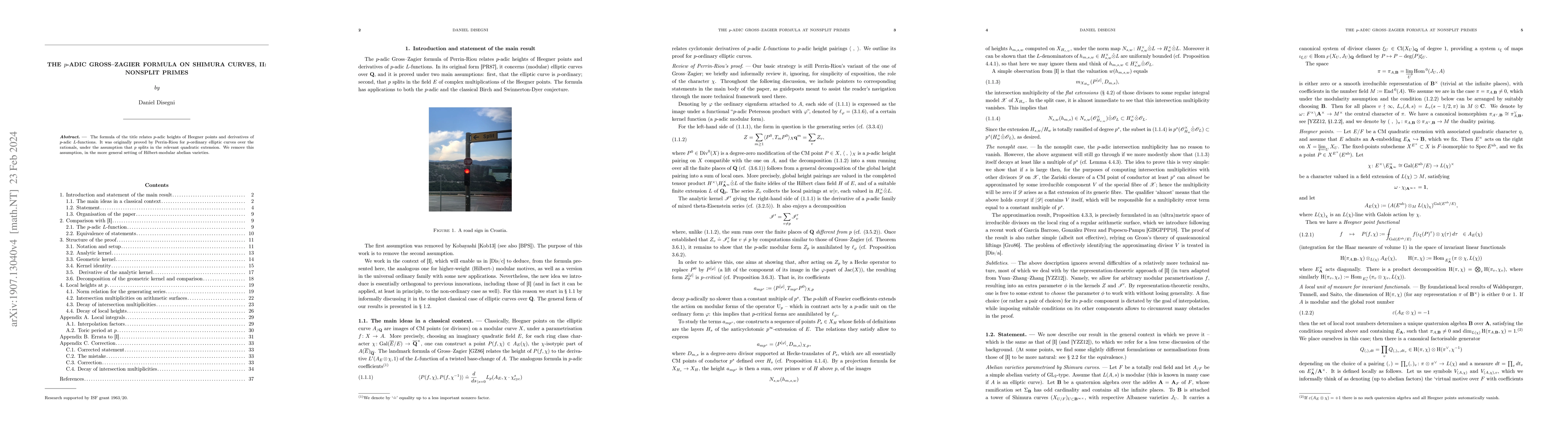Thumbnail for The $p$-adic Gross-Zagier formula on Shimura curves, II: nonsplit primes