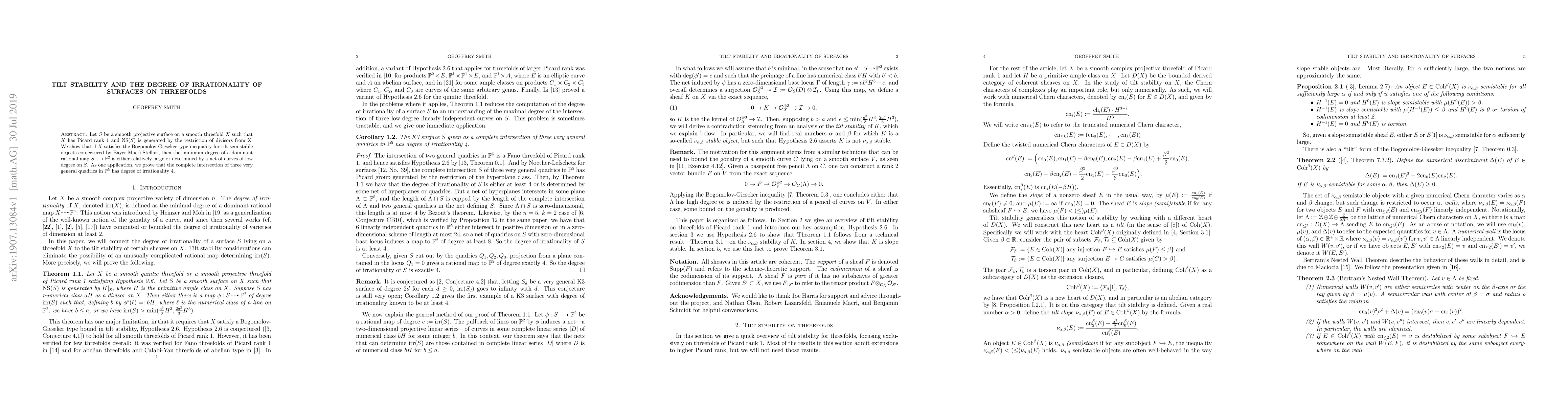 Thumbnail for Tilt stability and the degree of irrationality of surfaces on threefolds