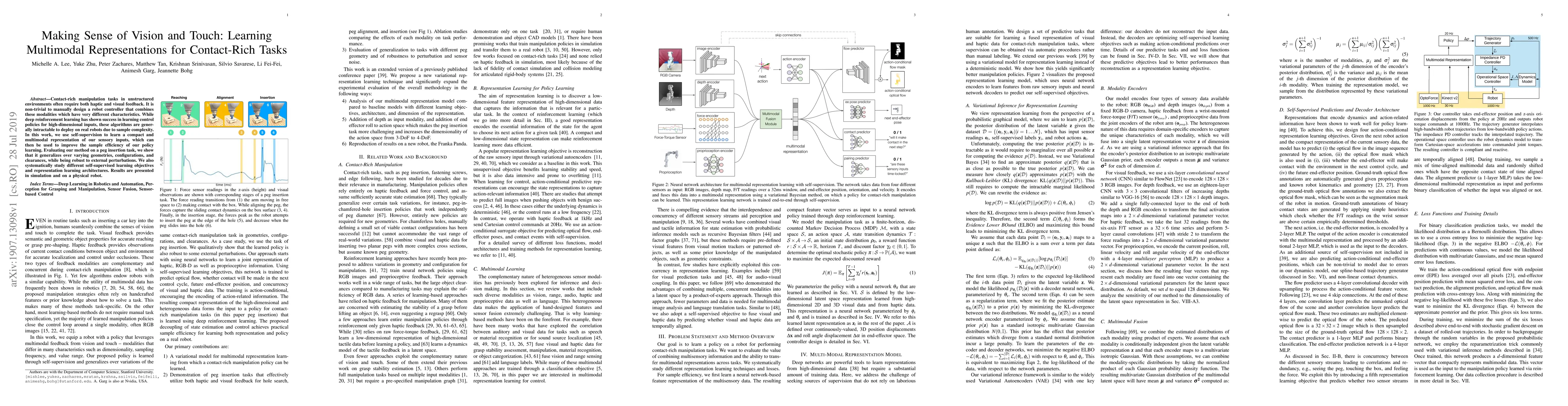 Thumbnail for Making Sense of Vision and Touch: Learning Multimodal Representations
  for Contact-Rich Tasks