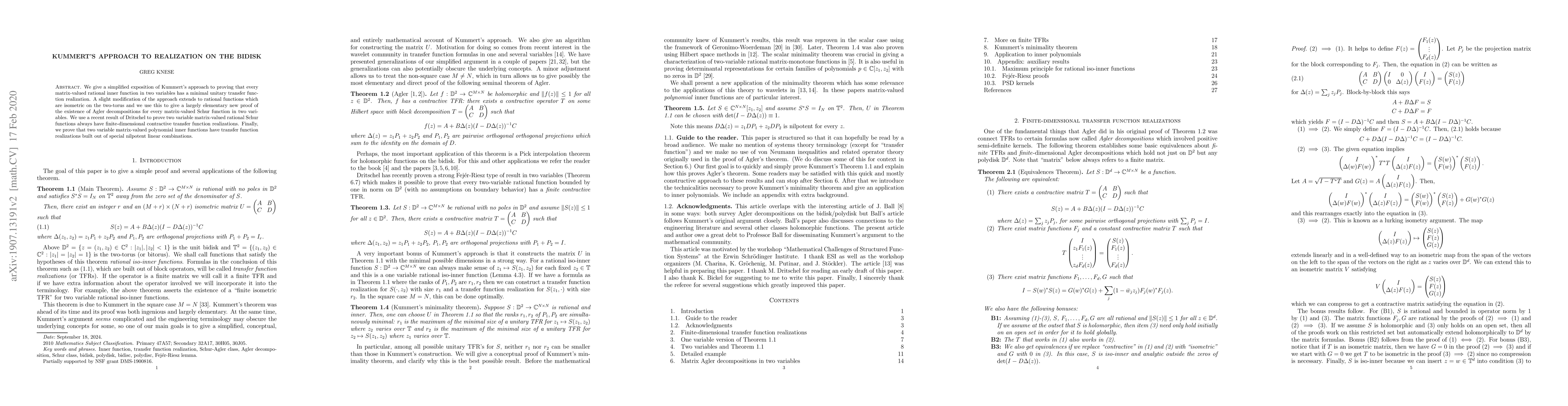 Thumbnail for Kummert's approach to realization on the bidisk