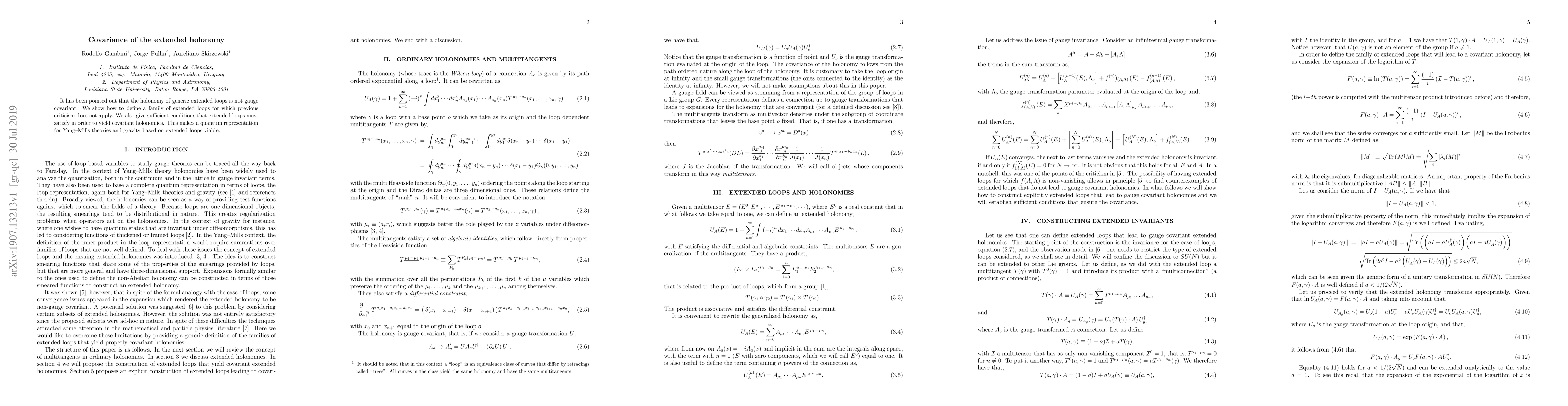 Thumbnail for Covariance of the extended holonomy