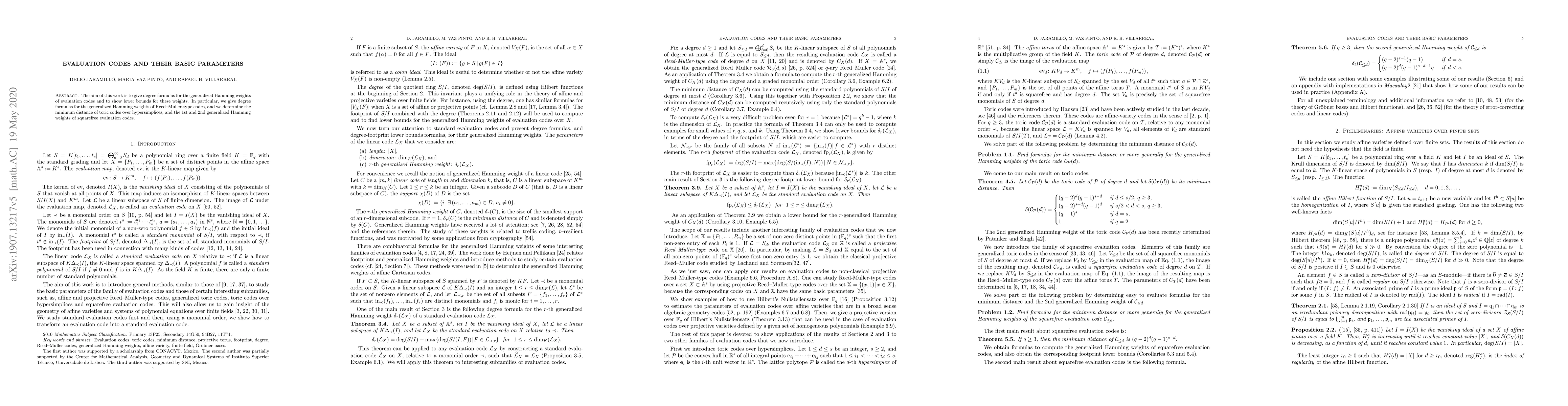 Thumbnail for Evaluation codes and their basic parameters