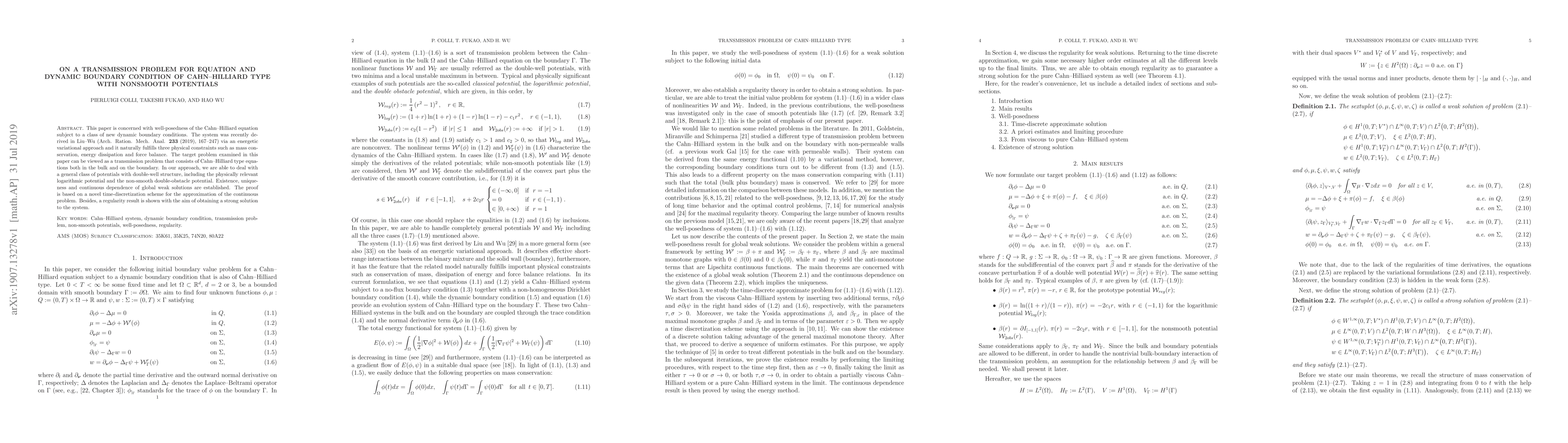 Thumbnail for On a transmission problem for equation and dynamic boundary condition of
  Cahn-Hilliard type with nonsmooth potentials