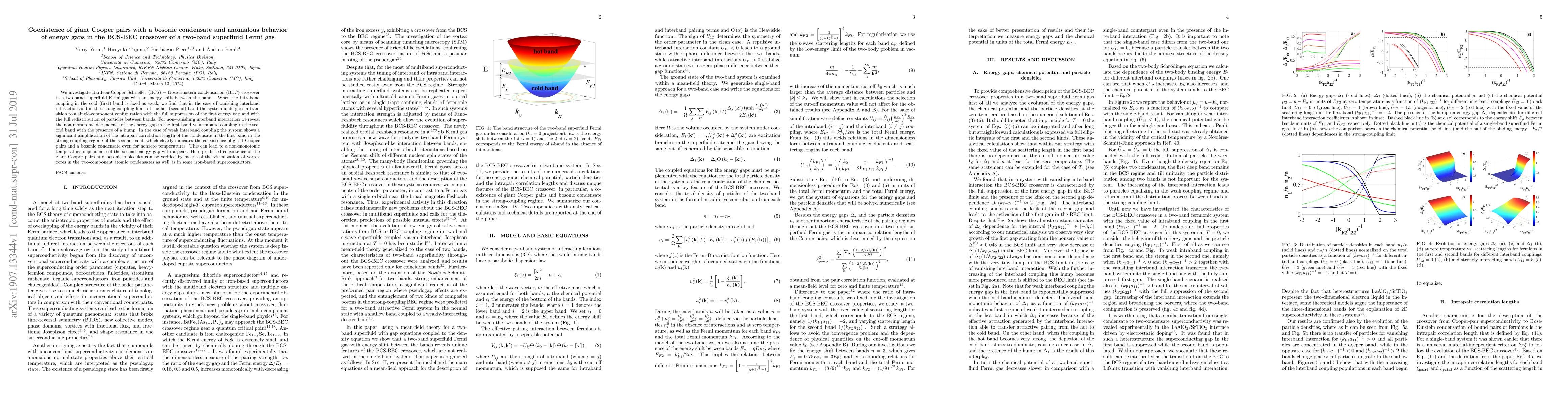 Thumbnail for Coexistence of giant Cooper pairs with a bosonic condensate and
  anomalous behavior of energy gaps in the BCS-BEC crossover of a two-band
  superfluid Fermi gas