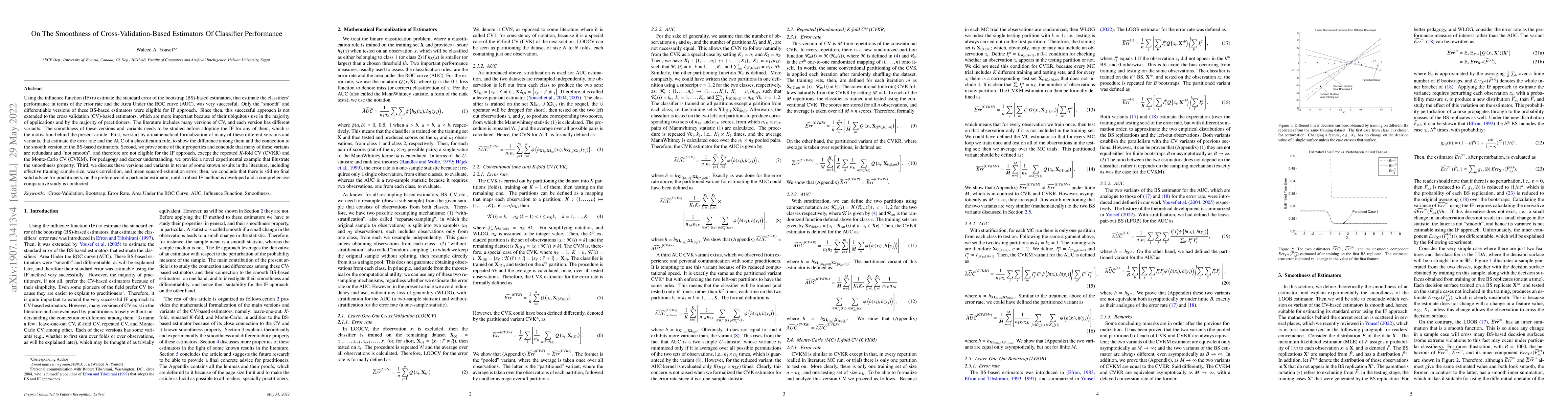 Thumbnail for On The Smoothness of Cross-Validation-Based Estimators Of Classifier
  Performance