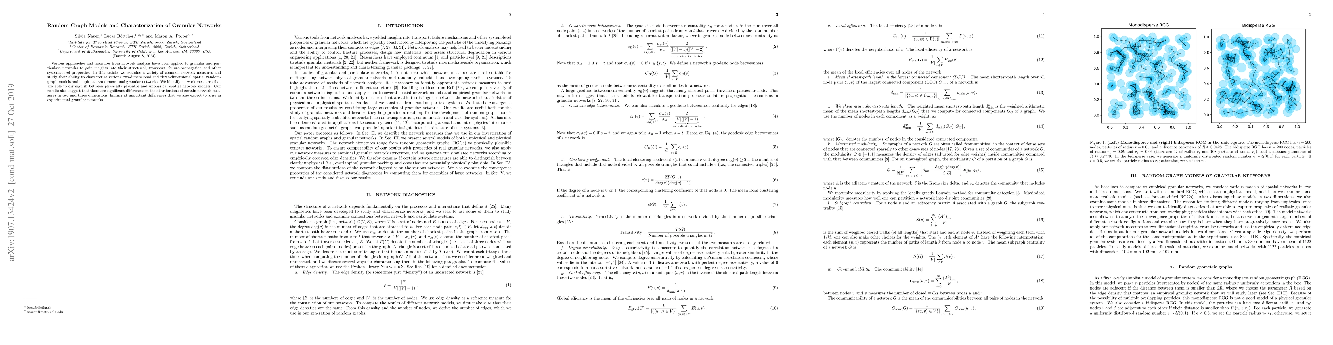 Thumbnail for Random-Graph Models and Characterization of Granular Networks