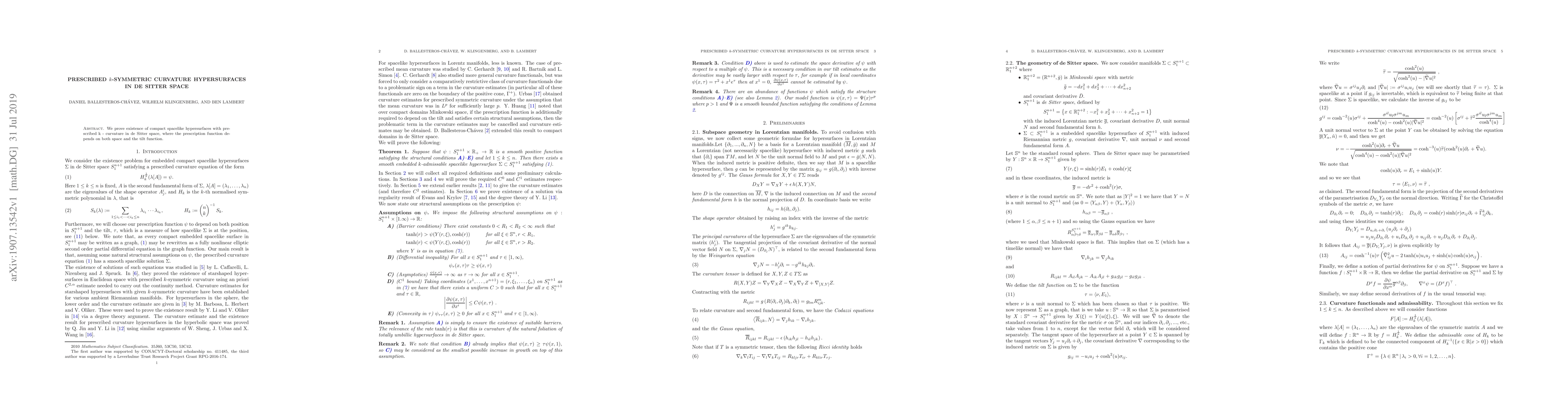 Thumbnail for Prescribed $k$-symmetric curvature hypersurfaces in de Sitter space