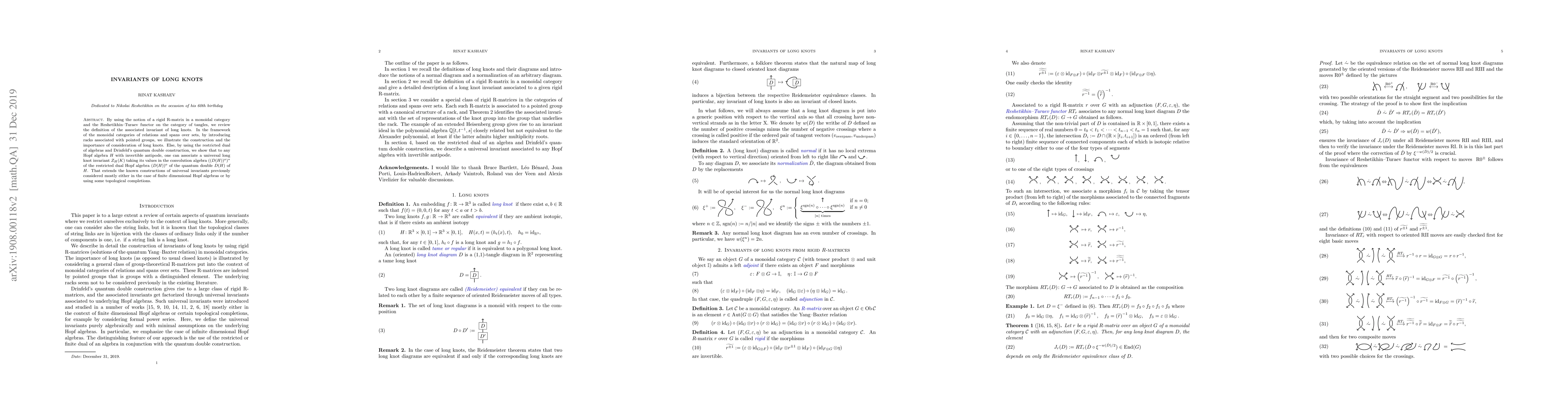 Thumbnail for Invariants of long knots