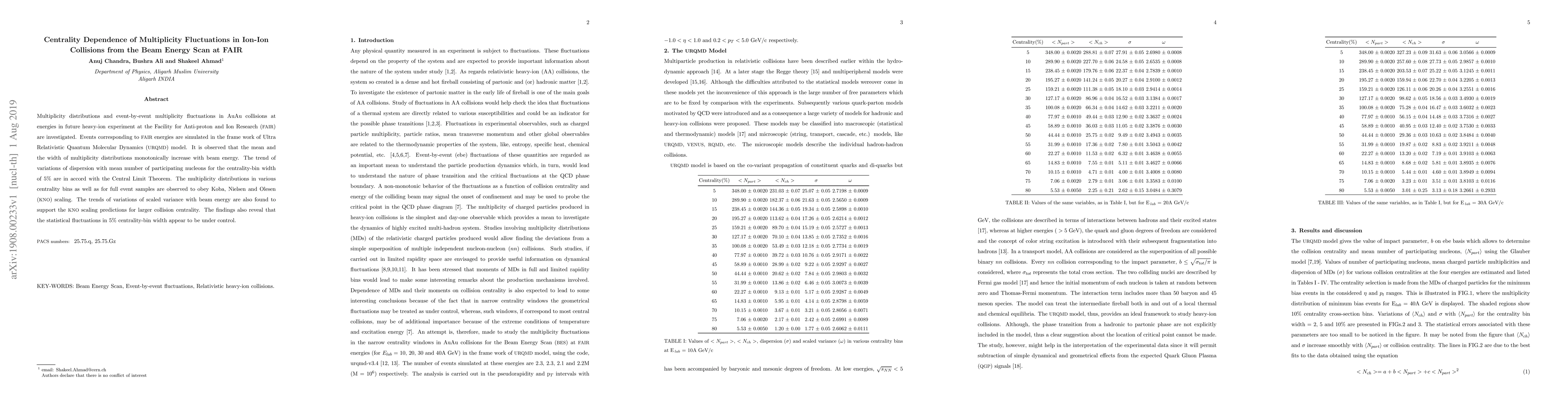 Thumbnail for Centrality Dependence of Multiplicity Fluctuations in Ion-Ion Collisions
  from the Beam Energy Scan at FAIR