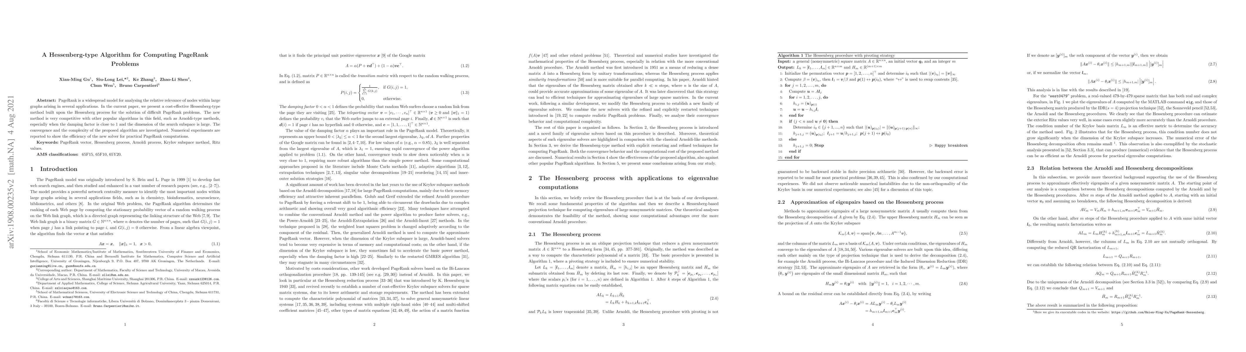 Thumbnail for A Hessenberg-type Algorithm for Computing PageRank Problems
